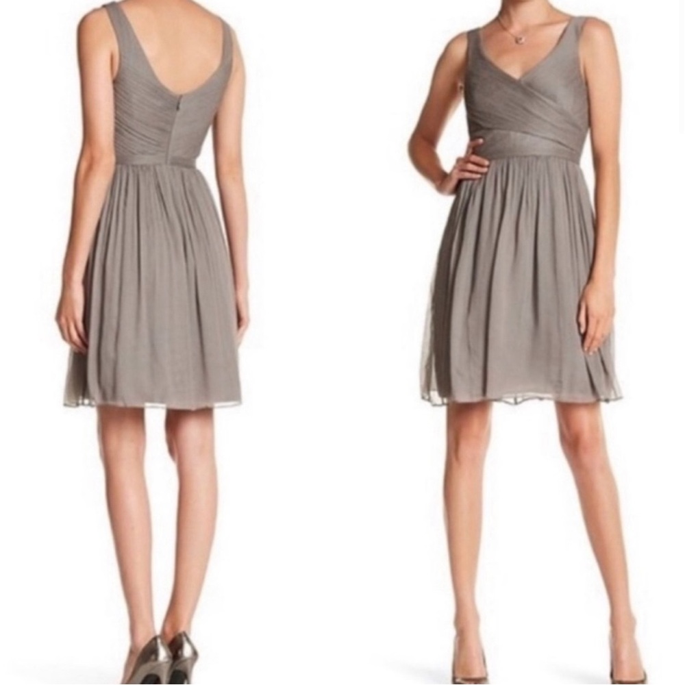 J.Crew Women’s Heidi Bridesmaid/Formal Silk Chiffon Pleated A-Line Dress Gray 8